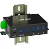 InLine 35396A hub USB 3.2 Gen 1 industrial, 4x USB-A, porta anfitriã USB-B, 5 Gbit/s, caixa de alumínio, preto, com fonte de alimentação