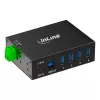 InLine 35396A hub USB 3.2 Gen 1 industrial, 4x USB-A, porta anfitriã USB-B, 5 Gbit/s, caixa de alumínio, preto, com fonte de alimentação
