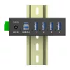 InLine 35396A hub USB 3.2 Gen 1 industrial, 4x USB-A, porta anfitriã USB-B, 5 Gbit/s, caixa de alumínio, preto, com fonte de alimentação