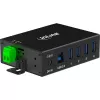 InLine 35396A hub USB 3.2 Gen 1 industrial, 4x USB-A, porta anfitriã USB-B, 5 Gbit/s, caixa de alumínio, preto, com fonte de alimentação