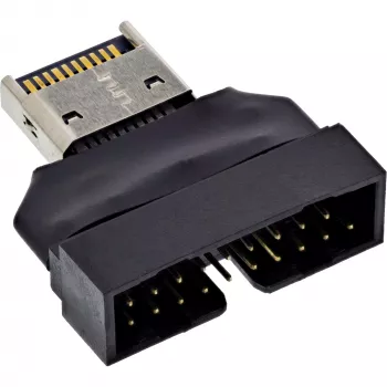 Adaptador de cabo InLine 33446T USB Type-E Key A, 20 pinos USB 3.0 Header, 19 pinos preto