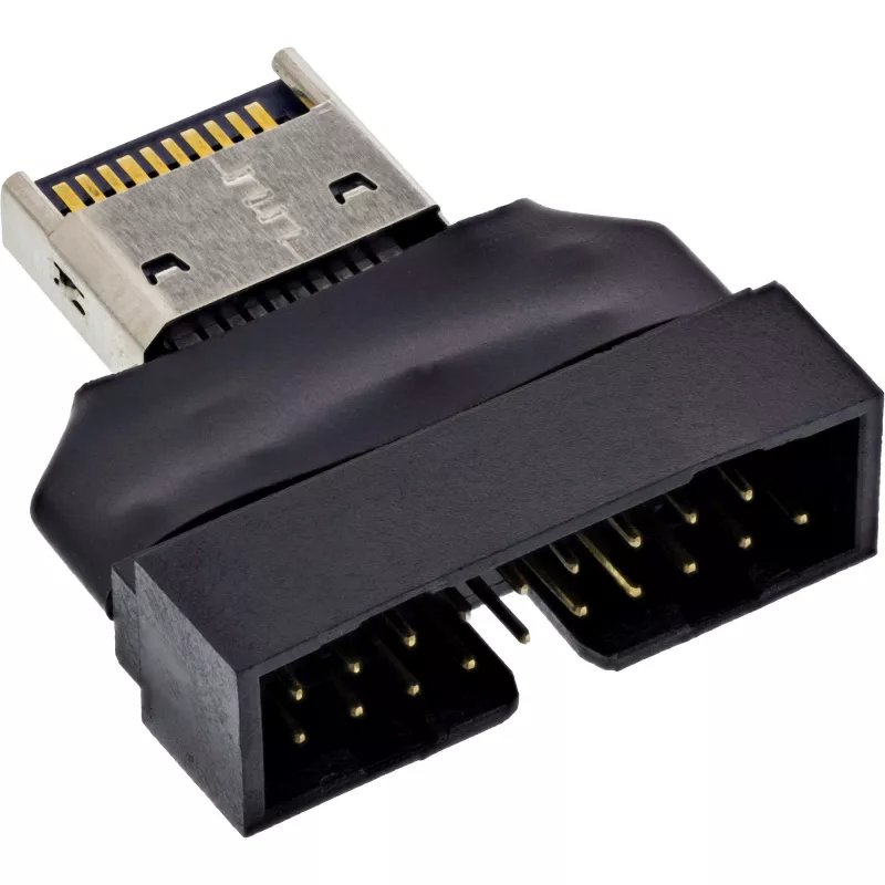 Adaptador de cabo InLine 33446T USB Type-E Key A, 20 pinos USB 3.0 Header, 19 pinos preto