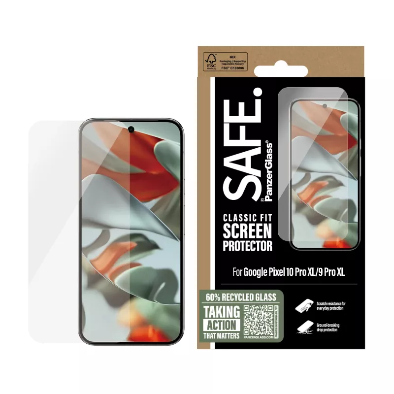 Película de proteção de ecrã PanzerGlass SAFE. by ® Google Pixel 10 Pro XL | 9 Pro XL | Classic Fit