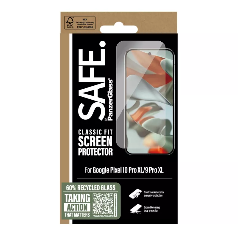 Película de proteção de ecrã PanzerGlass SAFE. by ® Google Pixel 10 Pro XL | 9 Pro XL | Classic Fit