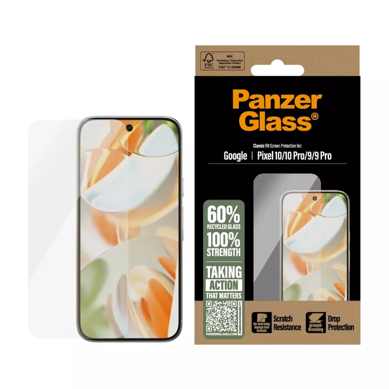 Película de proteção de ecrã PanzerGlass ® Google Pixel 10 | 10 Pro 5G | 9 5G | 9 Pro 5G | Classic Fit