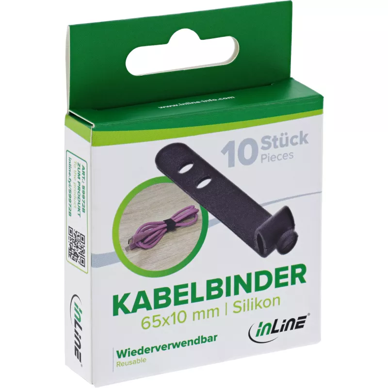 InLine 59972B abraçadeira de cabos abraçadeira para cabos de escada silicone preto 10 unid.