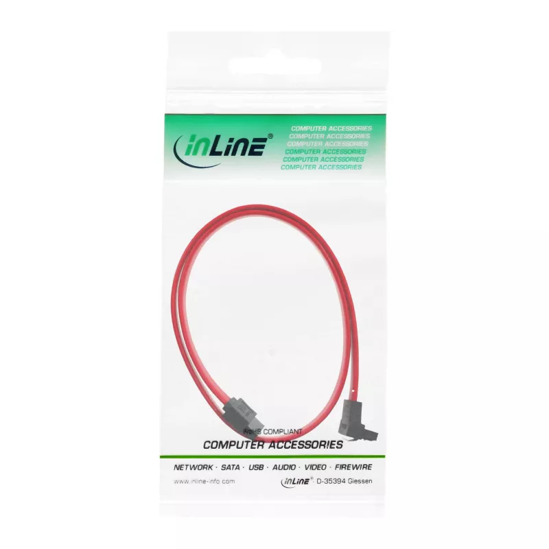 Cabo SATA InLine para ligações S-ATA 150 / 300 / 600 angular com bloqueios 90° 0,5 m