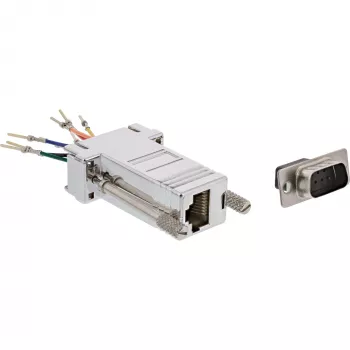 Adaptador InLine Sub-D 9 pinos macho RJ45 fêmea com revestimento metálico 68889M
