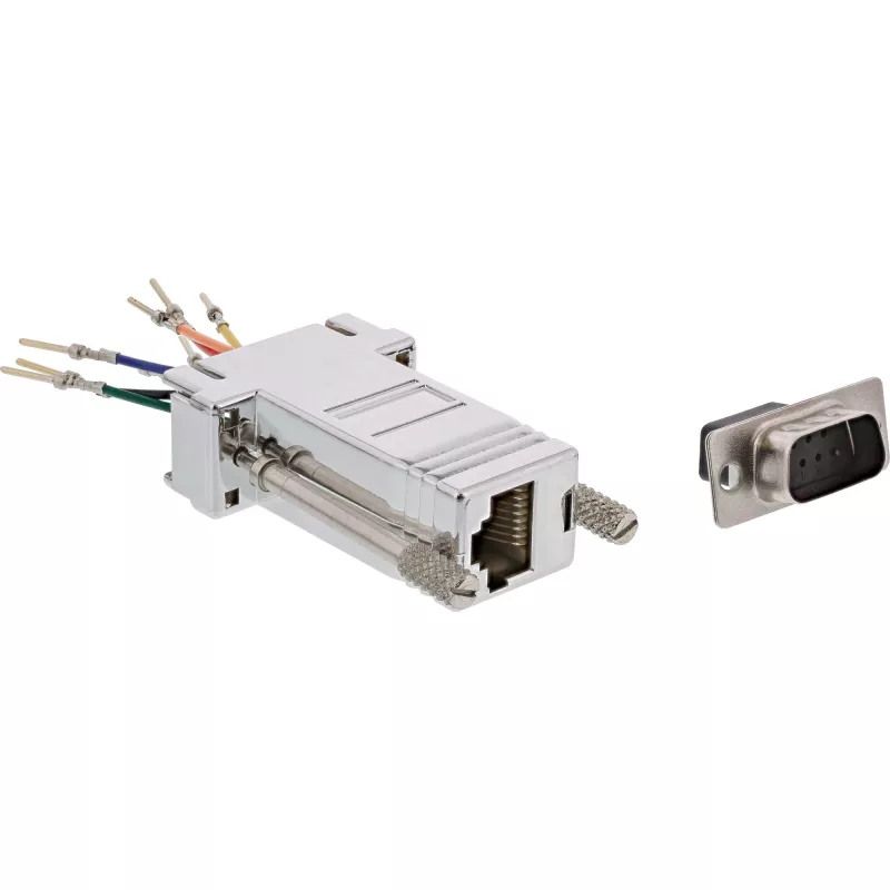 Adaptador InLine Sub-D 9 pinos macho RJ45 fêmea com revestimento metálico 68889M