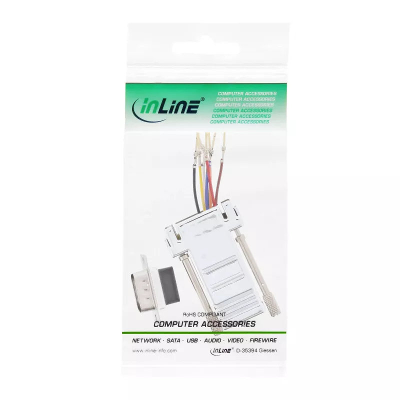 Adaptador InLine Sub-D 9 pinos macho RJ45 fêmea com revestimento metálico 68889M