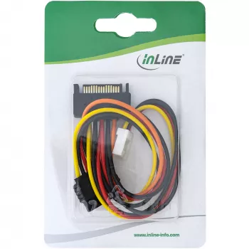 Cabo adaptador de alimentação SATA fêmea/macho + conector de alimentação Floppy 0,15 m InLine 29691