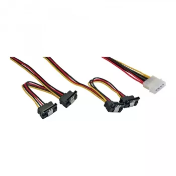 Cabo de alimentação interno em Y InLine 1x Molex / 4x SATA angular com bloqueios 0,40+0,55m