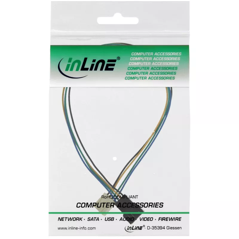 Extensão de cabo para ventoinha InLine 4 pinos Molex macho/fêmea 0,70m
