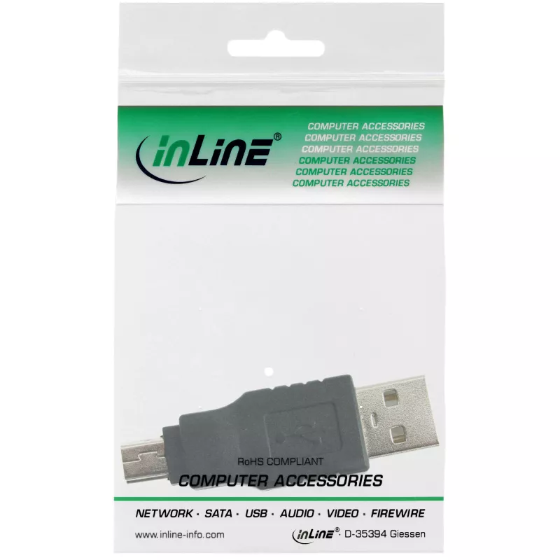 Adaptador InLine USB 2.0 Type-A macho / Mini-USB 5 pinos macho 33441C