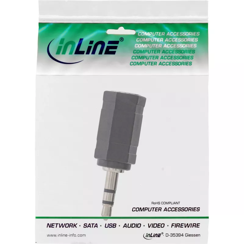 Adaptador de áudio fêmea jack 2,5 mm / macho jack 3,5 mm estéreo InLine 99309