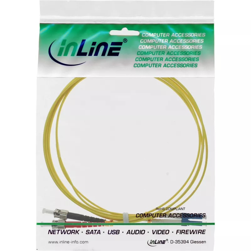 Cabo de fibra ótica duplex LC/ST InLine 9/125µm OS2 2m