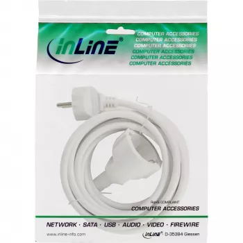 Cabo de extensão elétrica InLine branco 1,5m CEE7/7 H05VV-F3G
