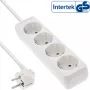 Régua de tomadas InLine, 4 tomadas com contacto de terra CEE 7/3, branco, 3m