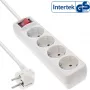 Régua de tomadas InLine, 4 tomadas com contacto de terra CEE 7/3, com interruptor, branco, 5 m