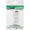 Régua de tomadas InLine, 4 tomadas com contacto de terra CEE 7/3, com interruptor, branco, 5 m
