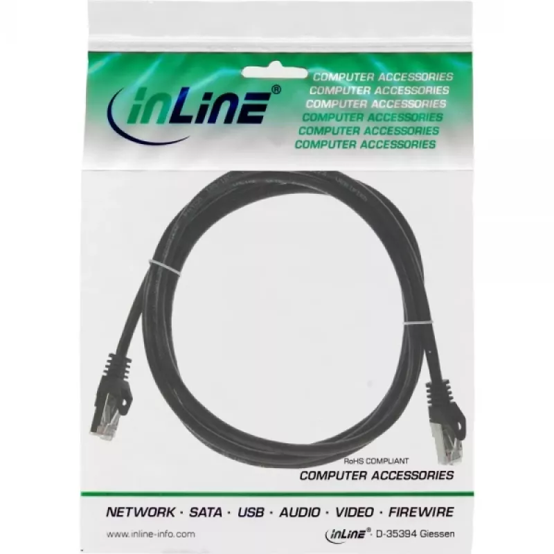 Cabo de rede F/UTP Cat.5e InLine preto 1m