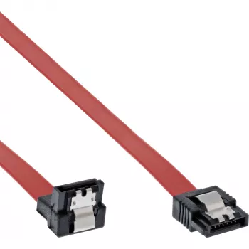 InLine cabo SATA para ligações SATA 150/300/600 angulado com travas, 90°, 0,3m