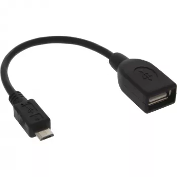 Cabo adaptador Micro-USB OTG InLine, ficha Micro-B para conector fêmea USB-A, 0,1 m