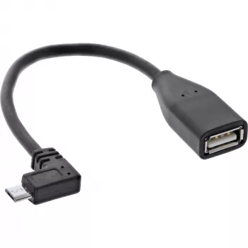 Cabo adaptador Micro USB OTG InLine ficha Micro-B curvada para conector fêmea USB A 0,1 m