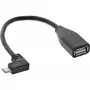Cabo adaptador Micro USB OTG InLine ficha Micro-B curvada para conector fêmea USB A 0,1 m