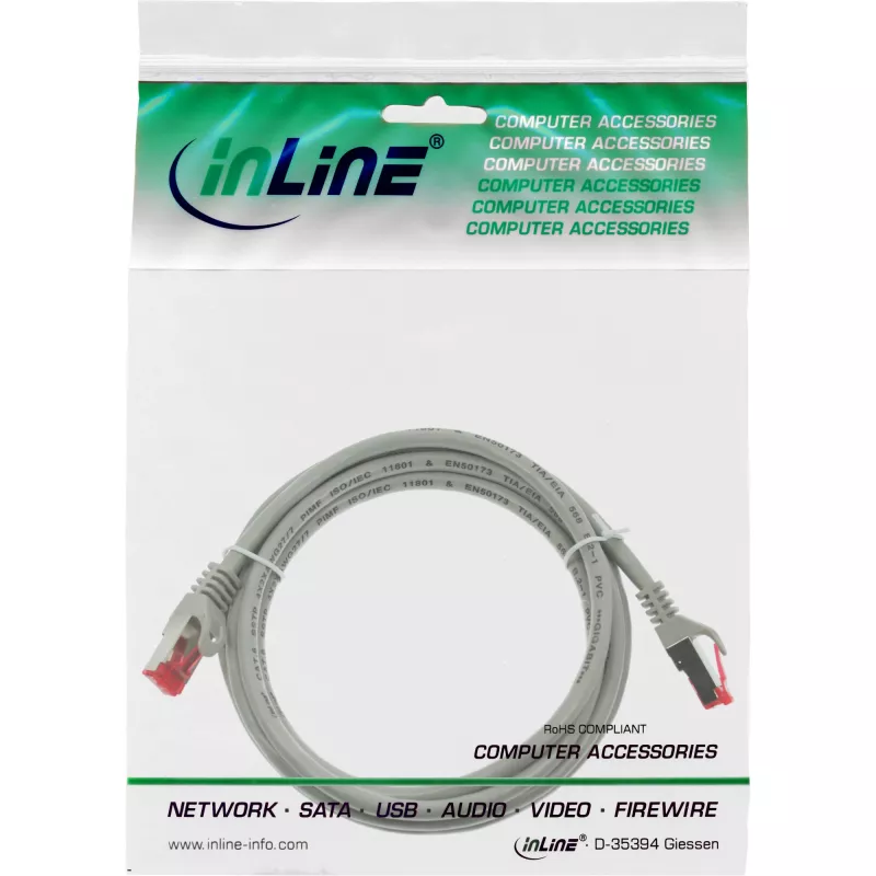 Cabo de rede S/FTP PiMF Cat.6 250MHz PVC cobre InLine cinzento 1,5m