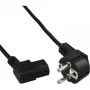 Cabo de alimentação InLine, CEE 7/7 curvado / IEC C13 de 3 pinos curvado à esquerda, preto, 1m