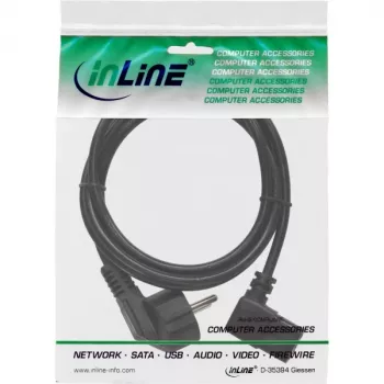 Cabo de alimentação InLine, CEE 7/7 curvado / ficha IEC C13 de 3 pinos curvada, 1 m