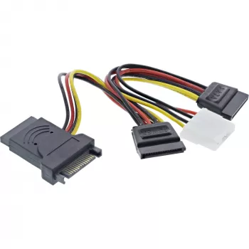 Cabo adaptador de alimentação SATA InLine macho para fêmea para 2x SATA + conector de alimentação Molex de 4 pinos