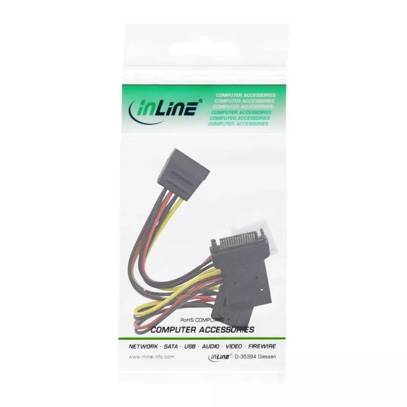 Cabo adaptador de alimentação SATA InLine macho para fêmea para 2x SATA + conector de alimentação Molex de 4 pinos