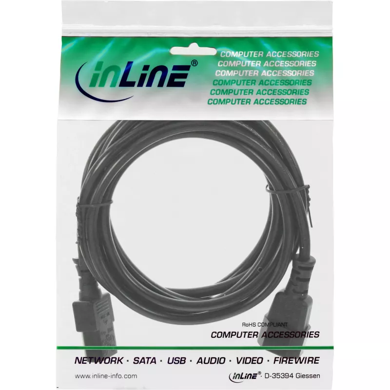 Extensão de cabo de alimentação InLine, C13 / C14, preto, 10 m