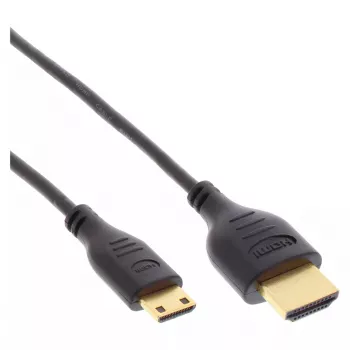 Cabo HDMI High Speed InLine com Ethernet, AM/CM, superfino, preto/dourado, 0,5 m