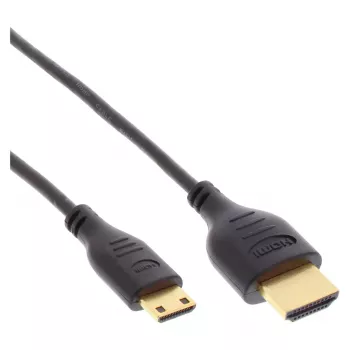 Cabo HDMI High Speed InLine com Ethernet, AM/CM, superfino, preto/dourado, 1 m