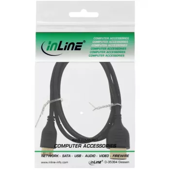 Cabo HDMI High Speed InLine com Ethernet, AM/CM, superfino, preto/dourado, 1,8 m