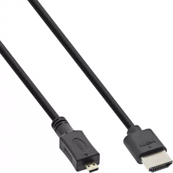 Cabo HDMI High Speed InLine com Ethernet, AM/DM, superfino, preto/dourado, 1,8 m
