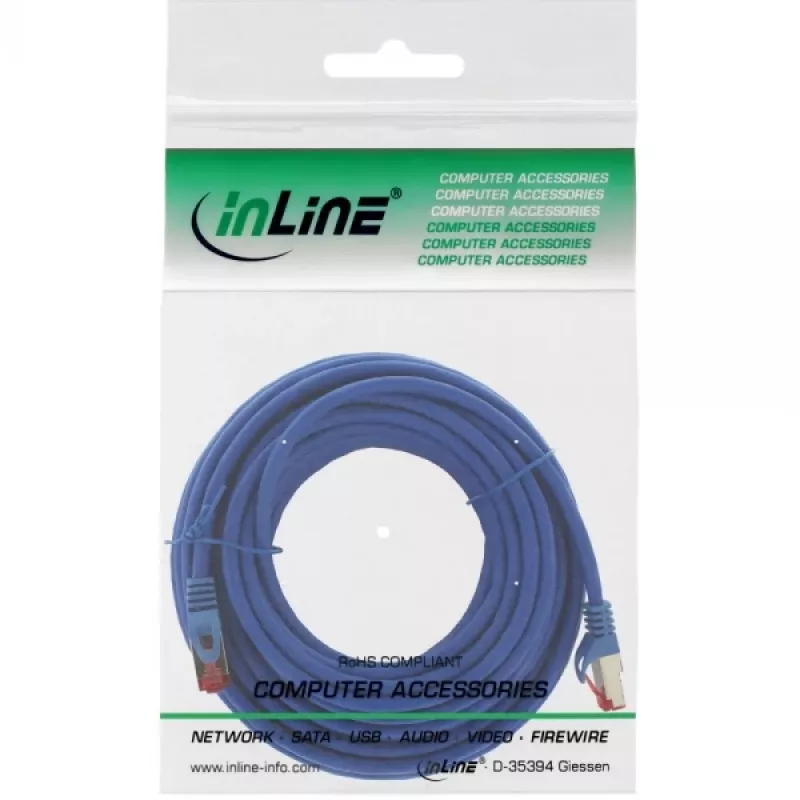 Cabo de rede S/FTP PiMF Cat.6 250MHz cobre isento de halogéneos azul 15 m InLine