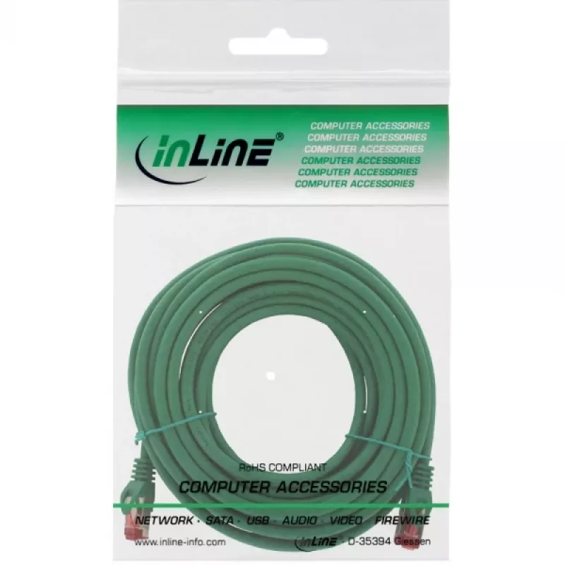 Cabo de rede S/FTP PiMF Cat.6 250MHz cobre isento de halogéneos verde 15 m InLine
