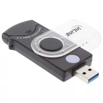 Leitor de cartões móvel USB 3.0 InLine com 2 slots para SD SDHC SDXC microSD