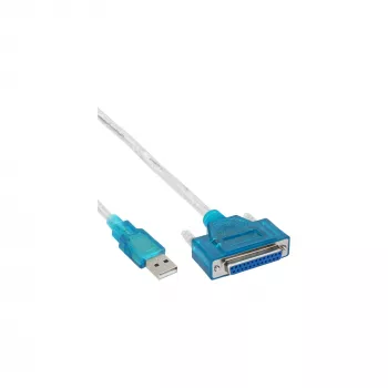 Cabo de impressora USB InLine 33397I 1,8 m ficha Type-A para conector fêmea DB25
