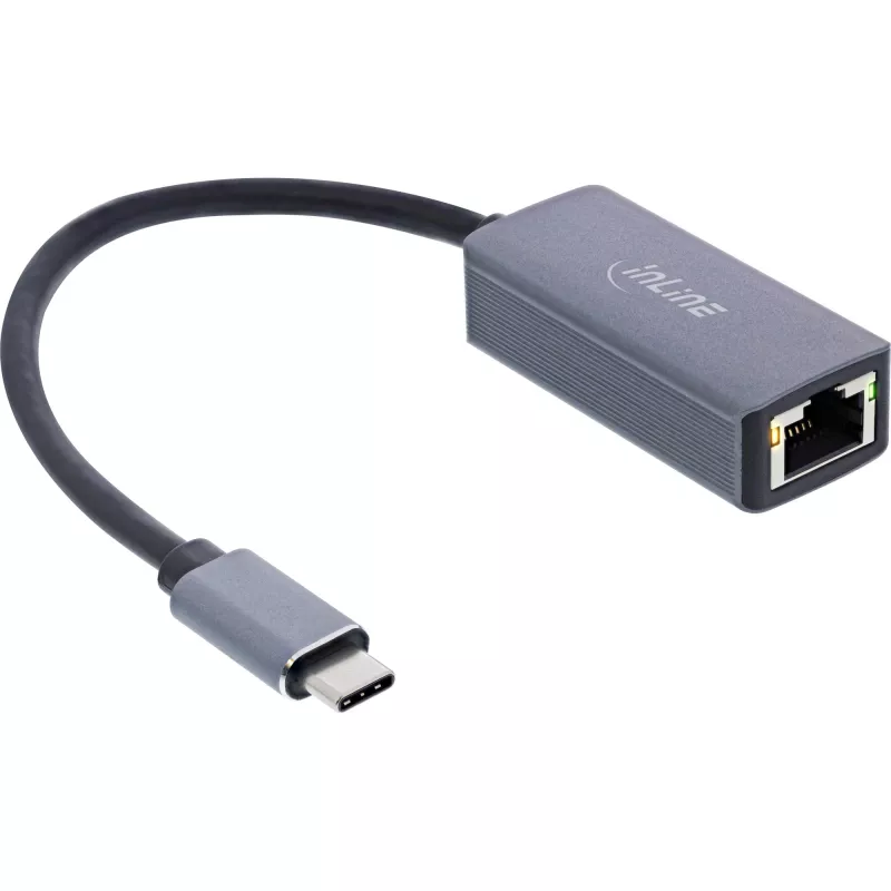 Cabo adaptador de rede USB 3.2 para 2.5G Ethernet InLine, USB-C para RJ45