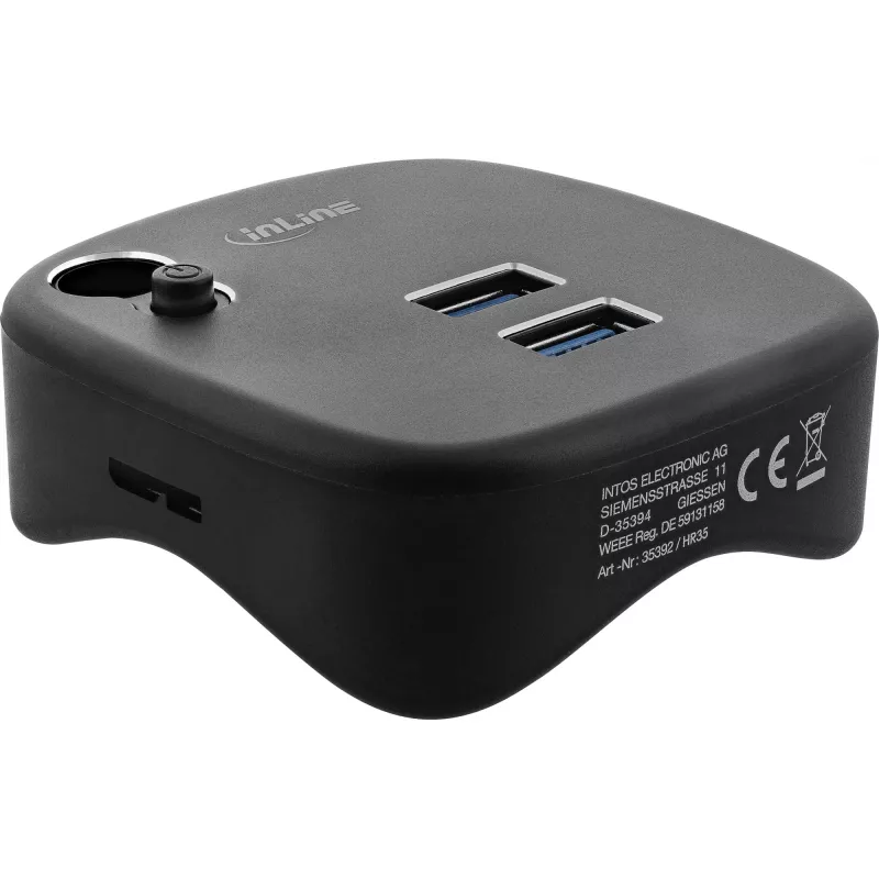 Multiport USB 3.0 InLine, 2x USB-A, RJ45, leitor de cartões SD/MicroSD, preto