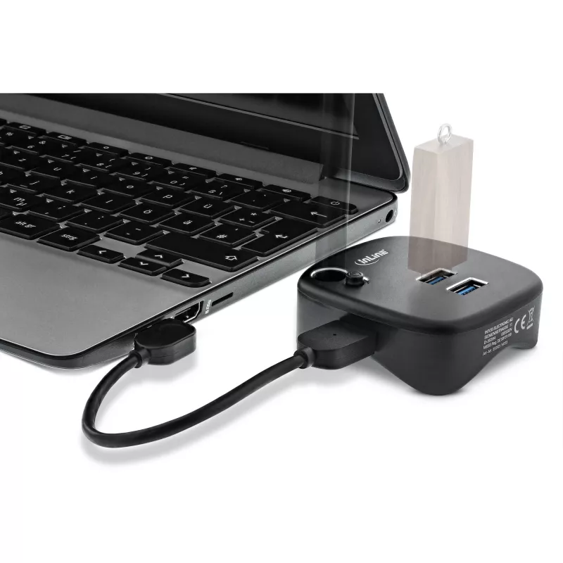Multiport USB 3.0 InLine, 2x USB-A, RJ45, leitor de cartões SD/MicroSD, preto