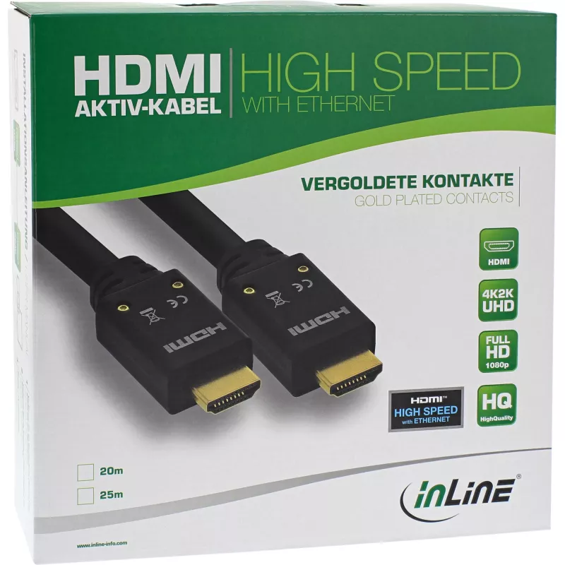 Cabo ativo HDMI InLine, HDMI High Speed com Ethernet, M/M, 10 m