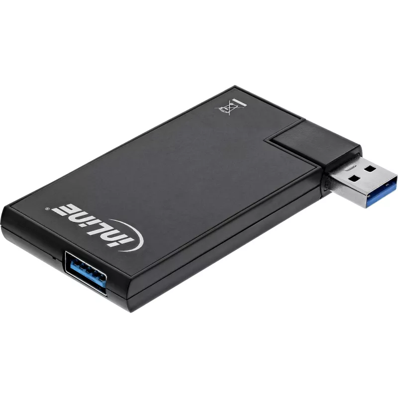 Hub USB 3.0 rotativo InLine, 4 portas, preto