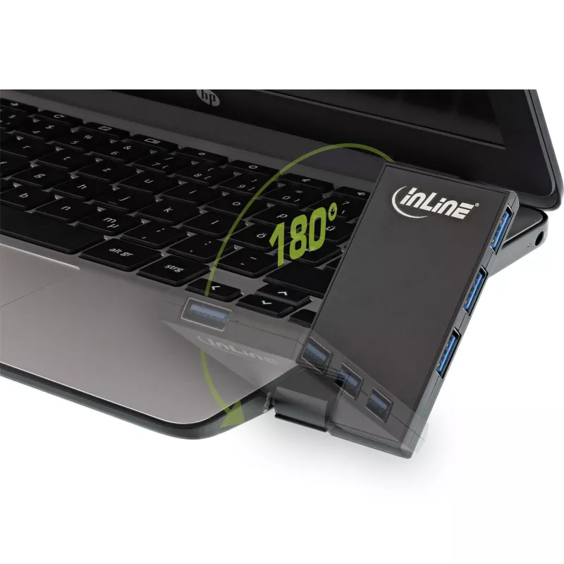 Hub USB 3.0 rotativo InLine, 4 portas, preto
