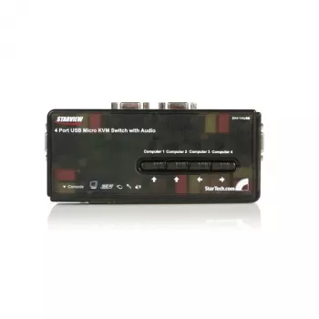 Kit de switch KVM USB de 4 portas preto StarTech.com com cabos e áudio